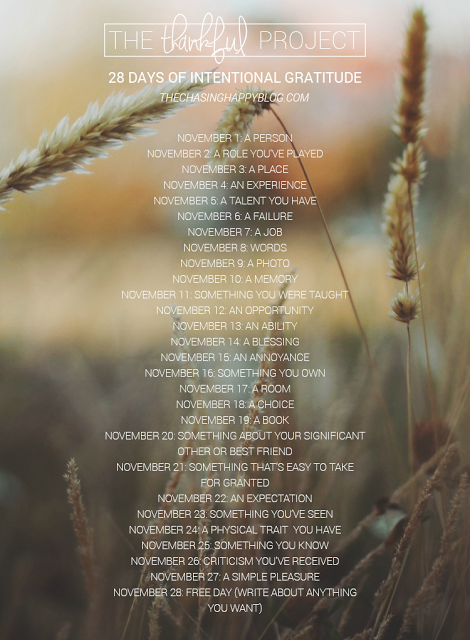 The Thankful Project: 28 days of gratitude prompts for blogging, journaling, and reflecting. Come join the linkup!